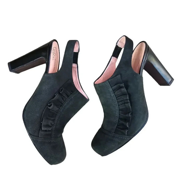 Nanette Lepore Green Suede ruffle detailing‎ slingback pump Size 10 - Picture 1 of 9